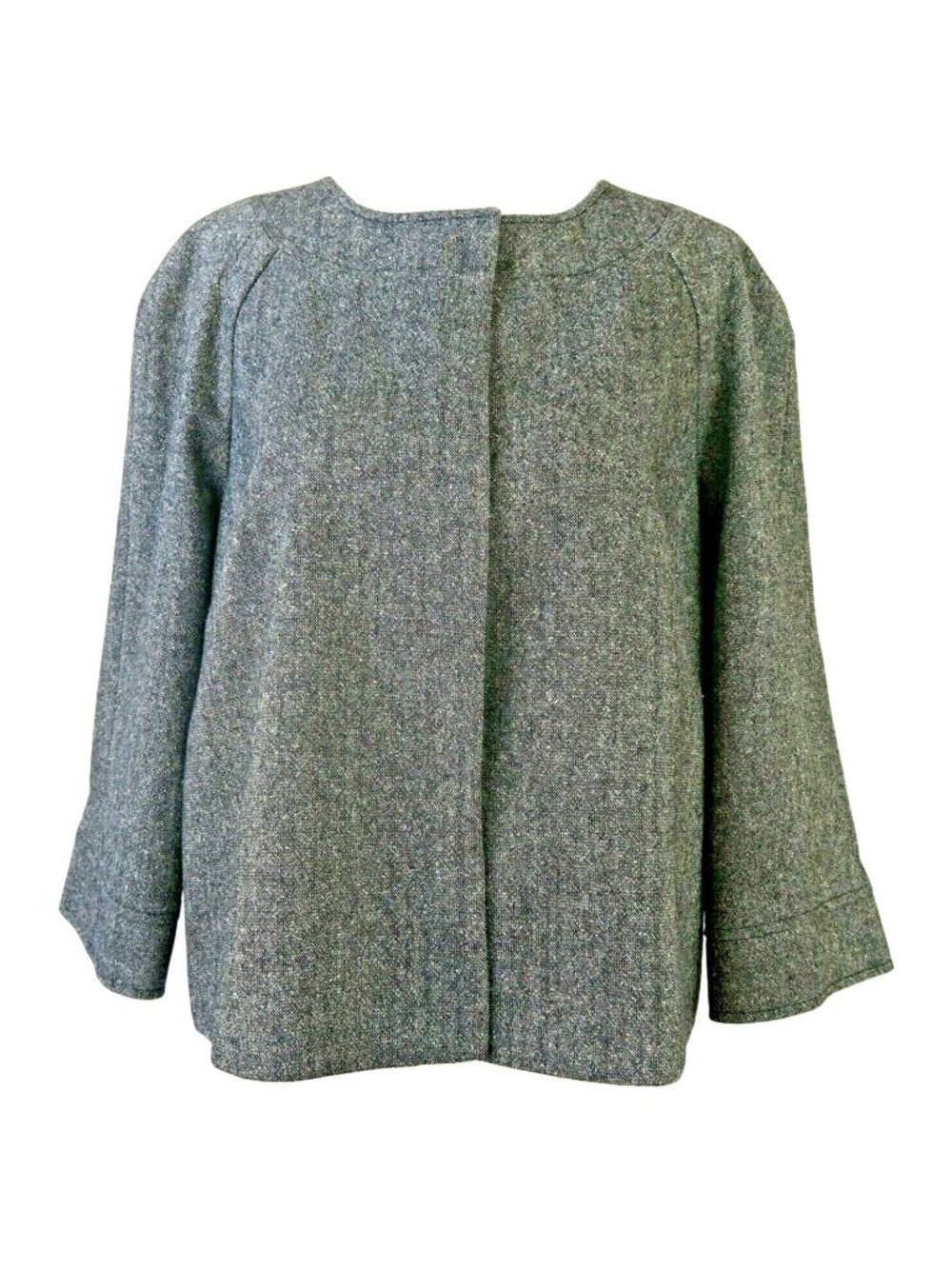 Laundry by Shelli Segal Gray Tweed Mod Crop Blazer Wool Silk Size 10